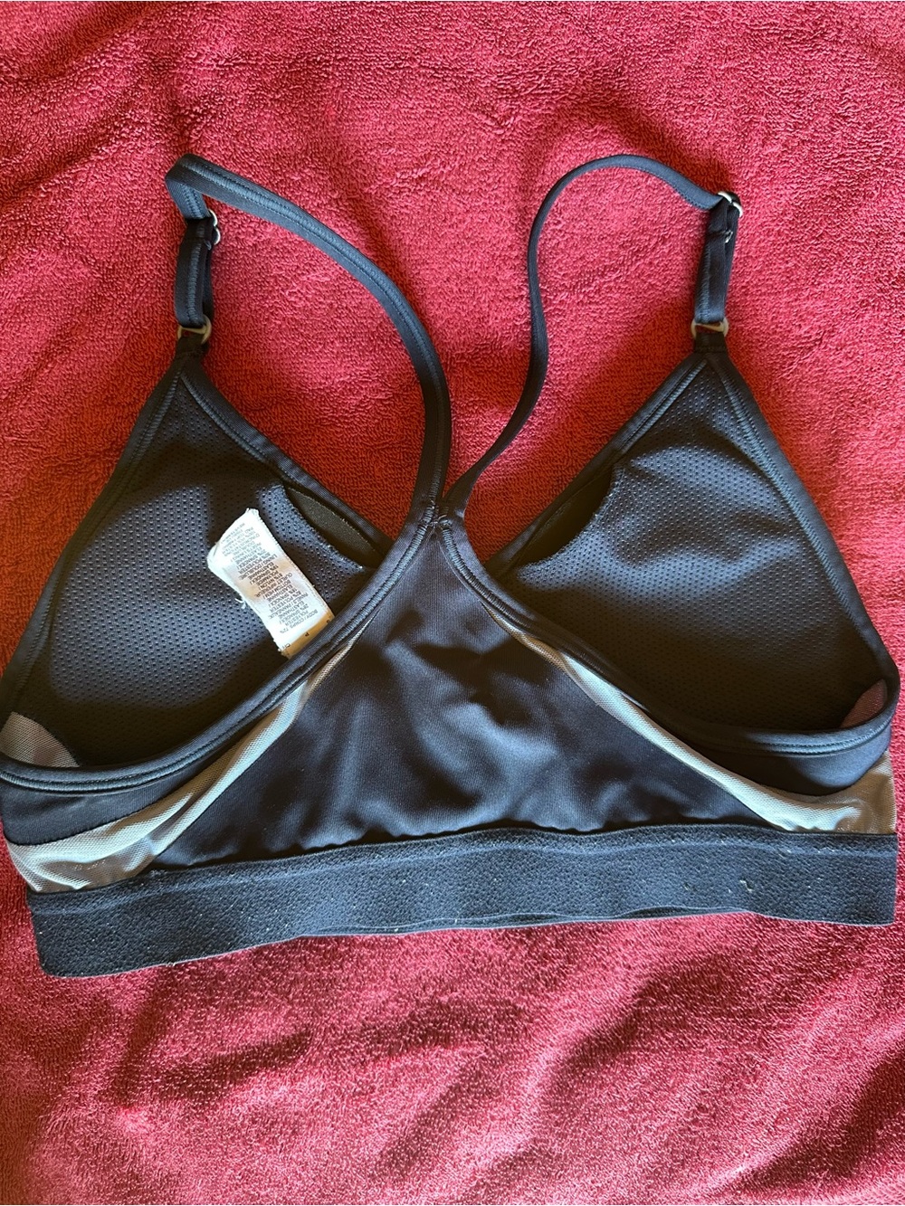 Nike Black Sports Bra with Yellow Swoosh and Gray Accents - Picture 2 of 2